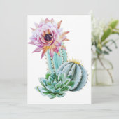 Rode Cactus Bloem Save The Date (Staand voorkant)