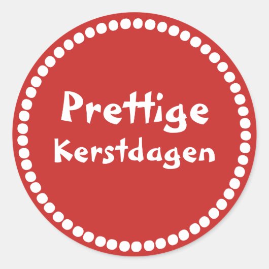 Rode cadeau sticker tekst Prettige Kerstdagen (Voorkant)