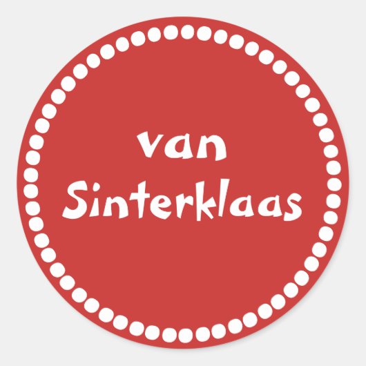 Rode cadeau sticker tekst van Sinterklaas (Voorkant)