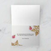 Rode cadeauverpakking Kerstballen Gouden Sneeuwvlo Kaart (Binnen)