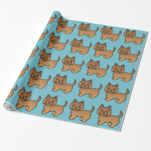 Rode Cairn Terrier Cartoon Honden Illustratie Patr Cadeaupapier