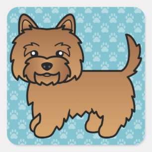 Rode Cairn Terrier Cartoonhond Illustratie Blauw Vierkante Sticker