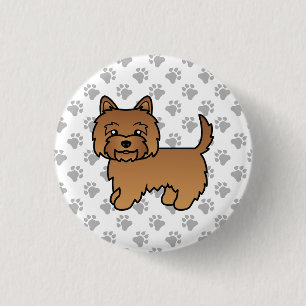 Rode Cairn Terrier Hond Mooie Illustratie Pootjes Ronde Button 3,2 Cm