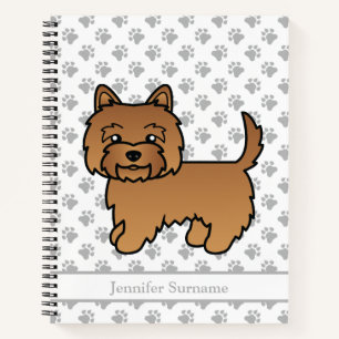 Rode Cairn Terrier Schattige Cartoon Hond & Aangep Notitieboek