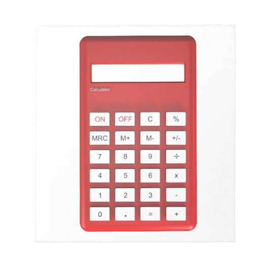 Rode calculator notitieblok (Voorkant)