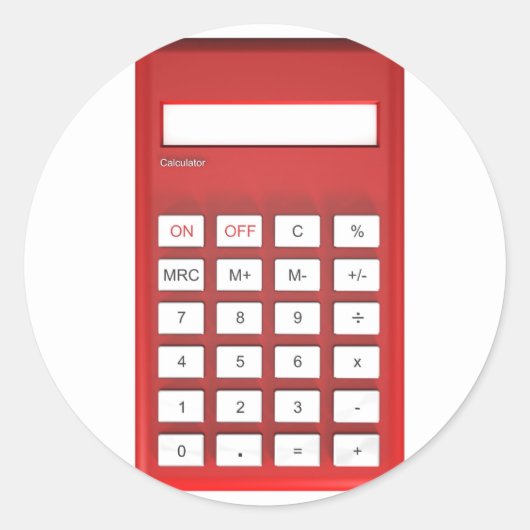 Rode calculator ronde sticker (Voorkant)