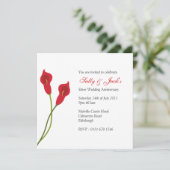 Rode Calla Lilies Jubileum Kaart (Staand voorkant)