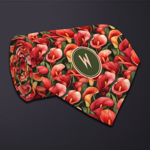 Rode Calla Lillies Floral Stropdas