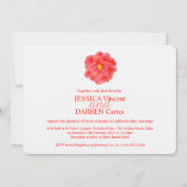 Rode camellia bloem waterverf bruiloft uitnodigen kaart (Achterkant)