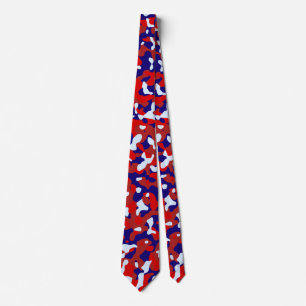 Rode camouflage in diep blauw en lichtblauw stropdas