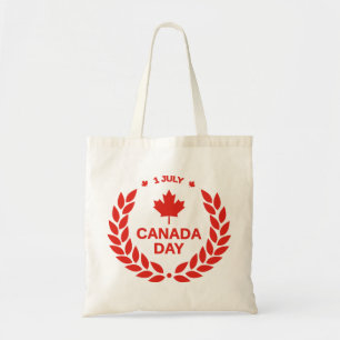 rode canadese dag esdoornblad 1 juli wit tote bag
