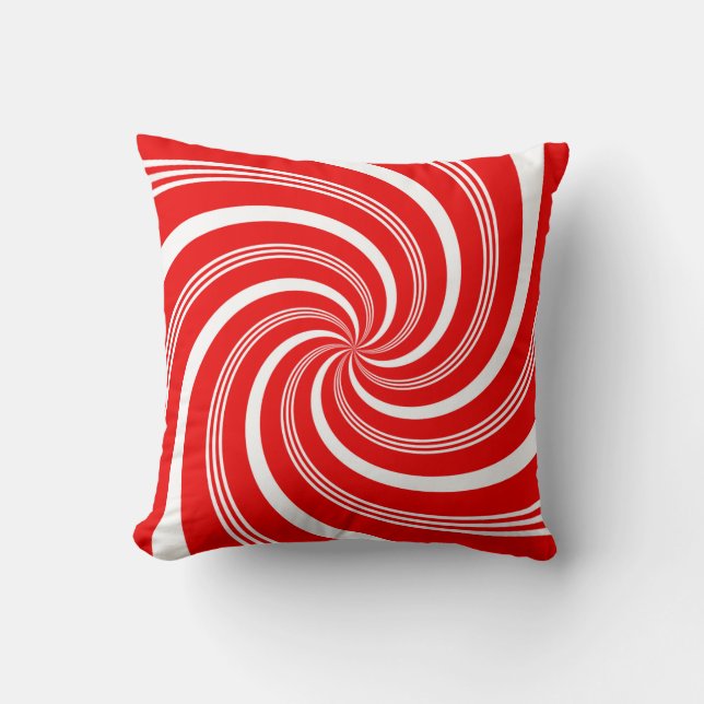 Rode Candy Cane Draai Kussen (Voorkant)