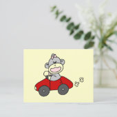 Rode Car Sock Monkey-shirts en cadeaus Briefkaart (Staand voorkant)