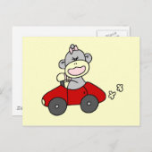 Rode Car Sock Monkey-shirts en cadeaus Briefkaart (Voorkant / Achterkant)