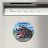 Rode Cargo Truck Driver Gift Magnet Magneet (Insitu (Vaatwasser))