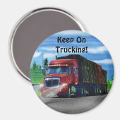 Rode Cargo Truck Driver Gift Magnet Magneet (Voorkant / Achterkant)