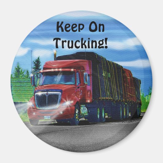 Rode Cargo Truck Driver Gift Magnet Magneet (Voorkant)
