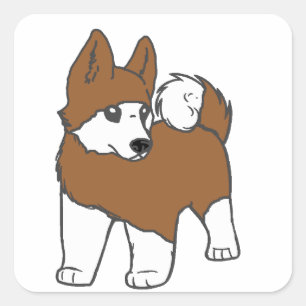 rode cartoon akita vierkante sticker