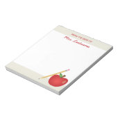 Rode Cartoon Apple en geel potlood & aangepaste na Notitieblok (Gedraaid)