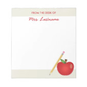 Rode Cartoon Apple en geel potlood & aangepaste na Notitieblok (Voorkant)