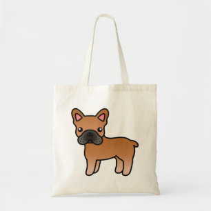 Rode Cartoon Franse Bulldog Tote Bag