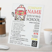 Rode Cartoon, Rijschool, Instructeur Advert Reclamebord Met Voetstuk (Insitu)