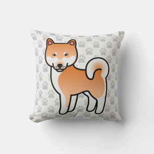 Rode Cartoon Shiba Inu Kussen