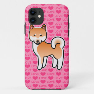 Rode Cartoon Shiba Inu Liefde iPhone 11 Hoesje