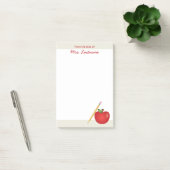 Rode Cartoonappel en gele potlood & aangepaste naa Post-it® Notes (Kantoor)