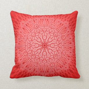 Rode Chakra Mandala Kussen met Heilige Geometrie