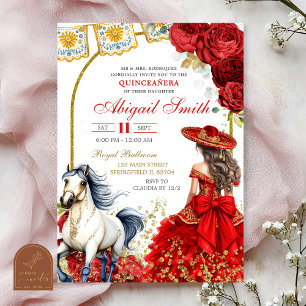 Rode Charra Roze Quinceanera Uitnodiging