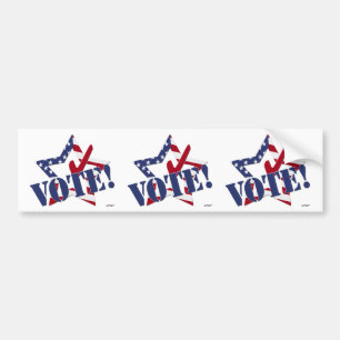 Rode Check Blauwe STEM met VS Vlag Ster Bumpersticker