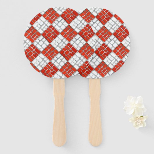 RODE CHECK MOZAÏEK HANDWAAIER (Voorkant en achterkant)