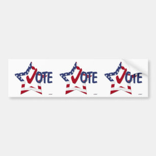 Rode Check STEM met Amerikaanse vlag Ster Bumpersticker