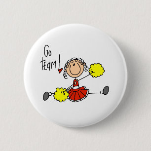 Rode Cheerleader Ronde Button 5,7 Cm