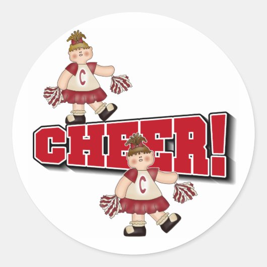 Rode Cheerleader Ronde Sticker (Voorkant)