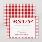 Rode cheques RSVP bruiloft, partij Gingham Plaid Kaartje (Voorkant / Achterkant)