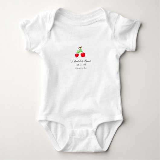 rode Cherry groene boog naam datum toevoegen baby Romper (Voorkant)