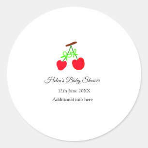 rode Cherry groene boog naam datum toevoegen baby Ronde Sticker