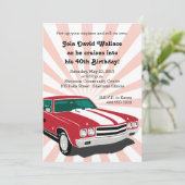 Rode Chevelle Party Invitation Kaart (Staand voorkant)