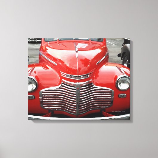 Rode Chevy Coupe Canvas Afdruk (Voorkant)