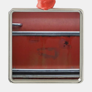 Rode Chevy Silver Metalen Ornament