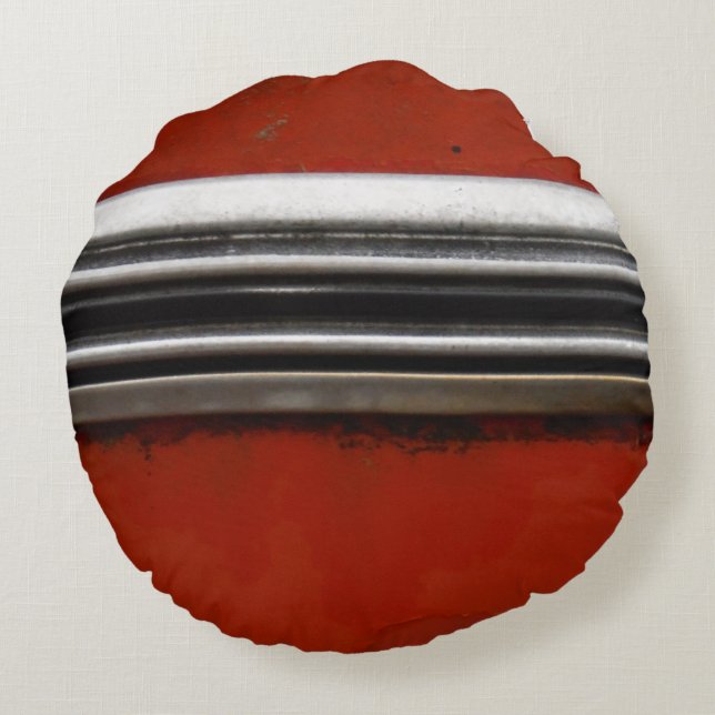 Rode Chevy Silver Trim Rond Kussen (Achterkant)