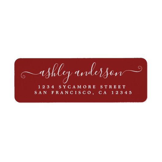Rode Chic Script Naam Retouradres Etiket (Voorkant)