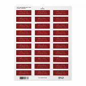 Rode Chic Script Naam Retouradres Etiket (Full Sheet)