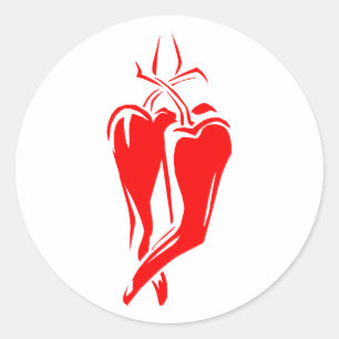 rode chili peper twee dansen abstract ronde sticker