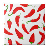 Rode Chili Peppers op Wit Tegeltje (Voorkant)