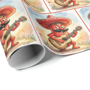 Rode Chilipeper Gitarist Cadeaupapier
