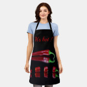 Rode chilipeper met tekst keukenaccessoire schort (Gedragen)