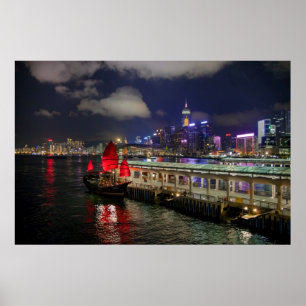 Rode Chinese brok in Hong Kong bij het Poster van